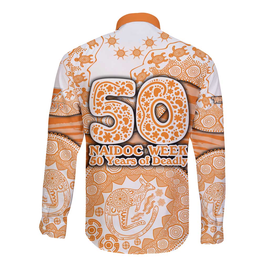 GWS Giants NAIDOC Week 2026 Long Sleeve Button Shirt Australian Aboriginal Dot Art Dreamtime Pattern Style