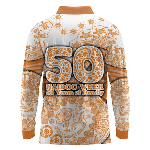 GWS Giants NAIDOC Week 2026 Long Sleeve Polo Shirt Australian Aboriginal Dot Art Dreamtime Pattern Style