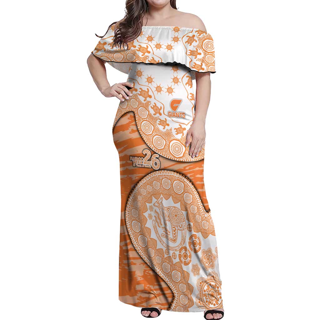 GWS Giants NAIDOC Week 2026 Off Shoulder Maxi Dress Australian Aboriginal Dot Art Dreamtime Pattern Style