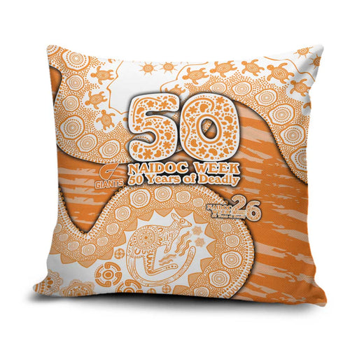 GWS Giants NAIDOC Week 2026 Pillow Cover Australian Aboriginal Dot Art Dreamtime Pattern Style
