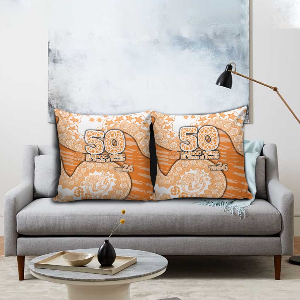 GWS Giants NAIDOC Week 2026 Pillow Cover Australian Aboriginal Dot Art Dreamtime Pattern Style