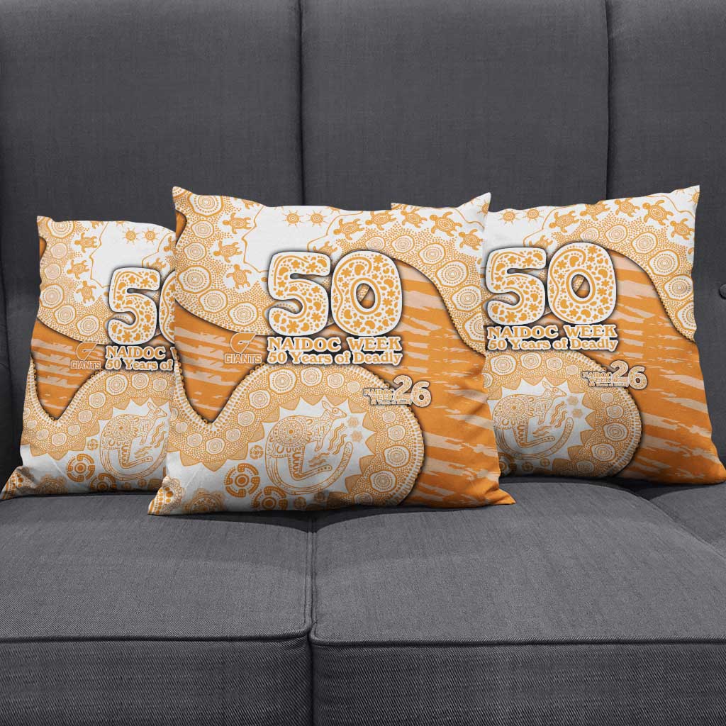GWS Giants NAIDOC Week 2026 Pillow Cover Australian Aboriginal Dot Art Dreamtime Pattern Style