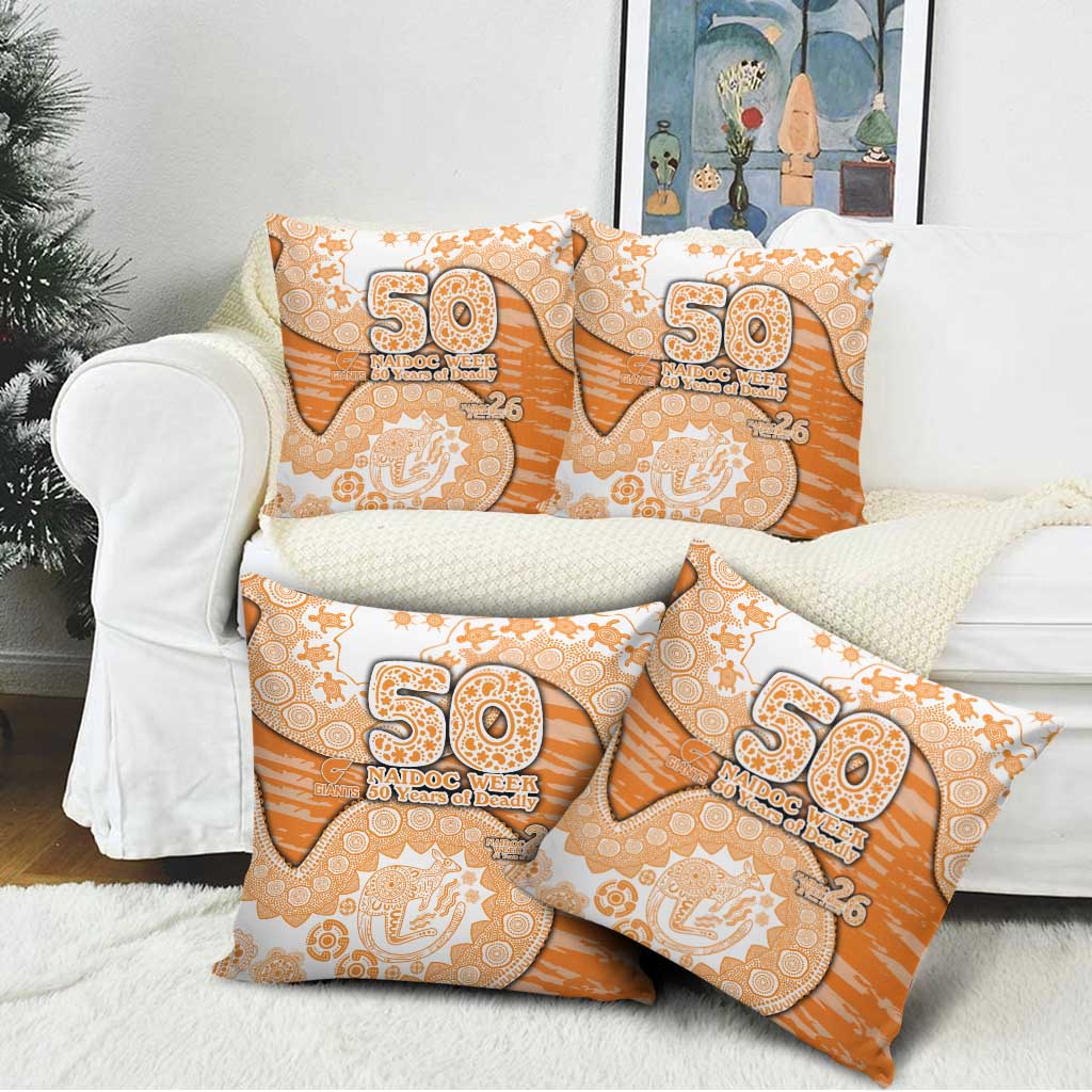 GWS Giants NAIDOC Week 2026 Pillow Cover Australian Aboriginal Dot Art Dreamtime Pattern Style