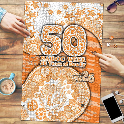 GWS Giants NAIDOC Week 2026 Puzzle Australian Aboriginal Dot Art Dreamtime Pattern Style