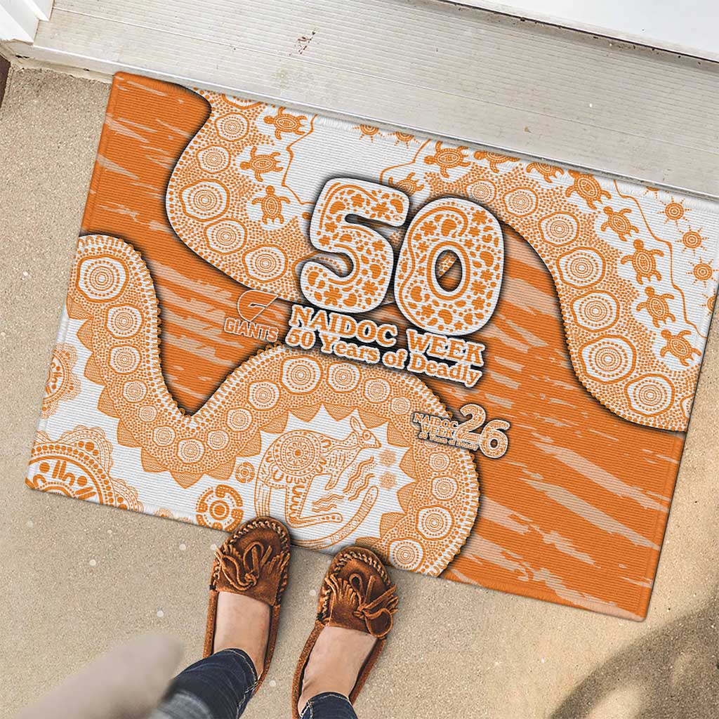GWS Giants NAIDOC Week 2026 Rubber Doormat Australian Aboriginal Dot Art Dreamtime Pattern Style
