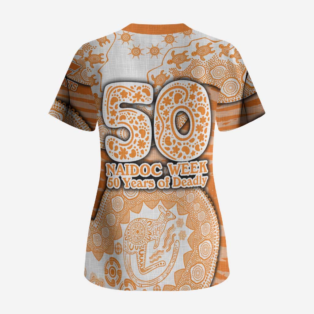 GWS Giants NAIDOC Week 2026 Scrub Top Australian Aboriginal Dot Art Dreamtime Pattern Style