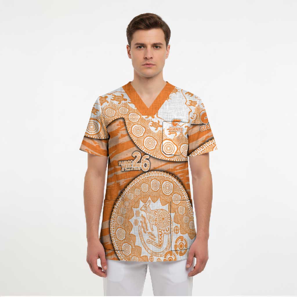GWS Giants NAIDOC Week 2026 Scrub Top Australian Aboriginal Dot Art Dreamtime Pattern Style