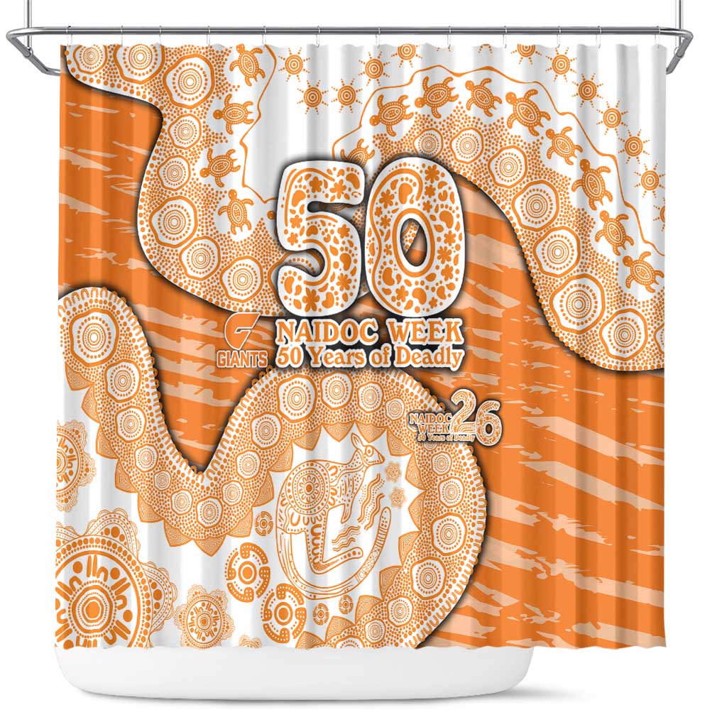 GWS Giants NAIDOC Week 2026 Shower Curtain Australian Aboriginal Dot Art Dreamtime Pattern Style