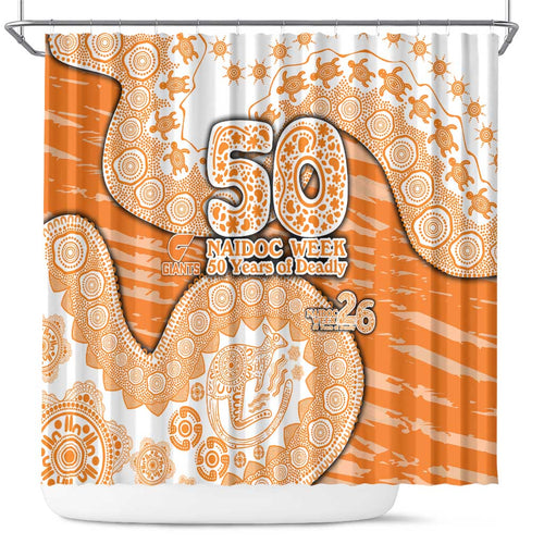GWS Giants NAIDOC Week 2026 Shower Curtain Australian Aboriginal Dot Art Dreamtime Pattern Style