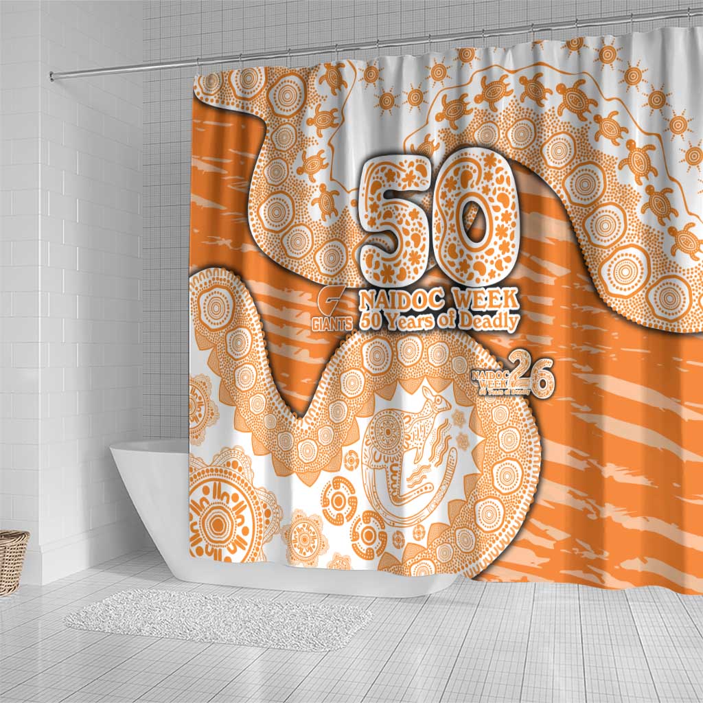 GWS Giants NAIDOC Week 2026 Shower Curtain Australian Aboriginal Dot Art Dreamtime Pattern Style