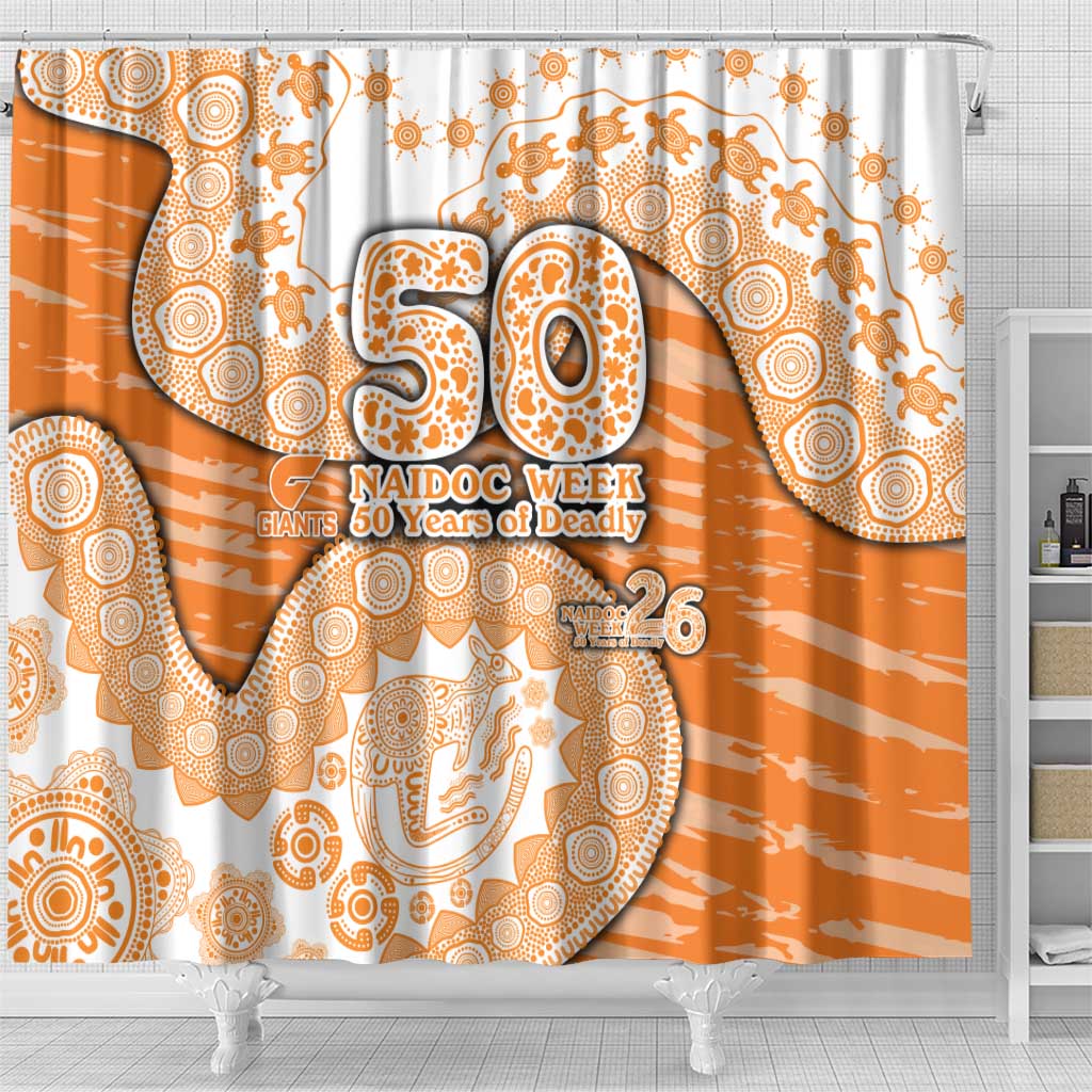 GWS Giants NAIDOC Week 2026 Shower Curtain Australian Aboriginal Dot Art Dreamtime Pattern Style