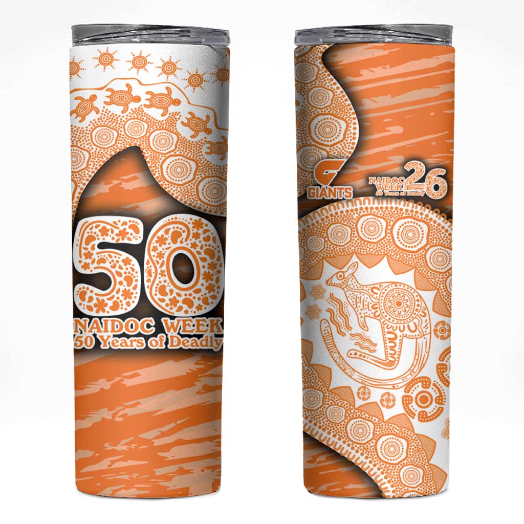 GWS Giants NAIDOC Week 2026 Skinny Tumbler Australian Aboriginal Dot Art Dreamtime Pattern Style