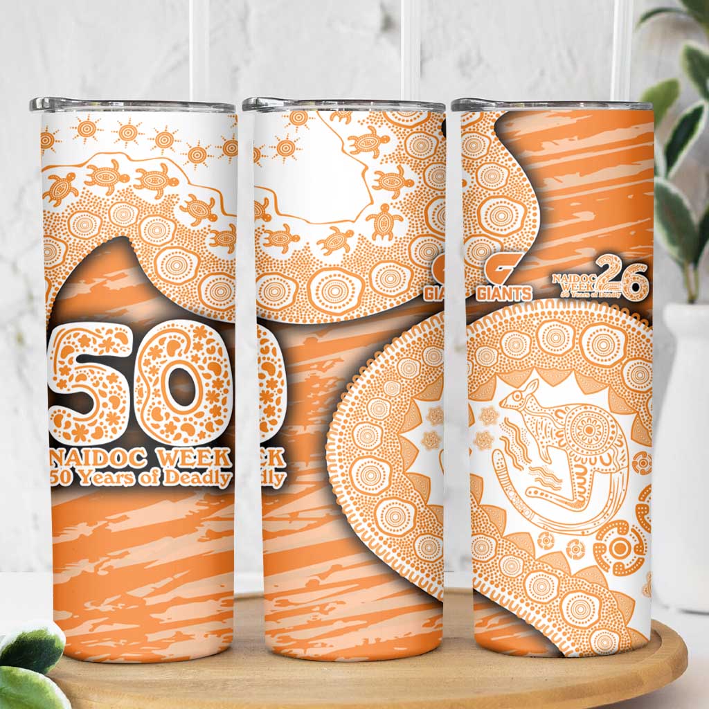GWS Giants NAIDOC Week 2026 Skinny Tumbler Australian Aboriginal Dot Art Dreamtime Pattern Style