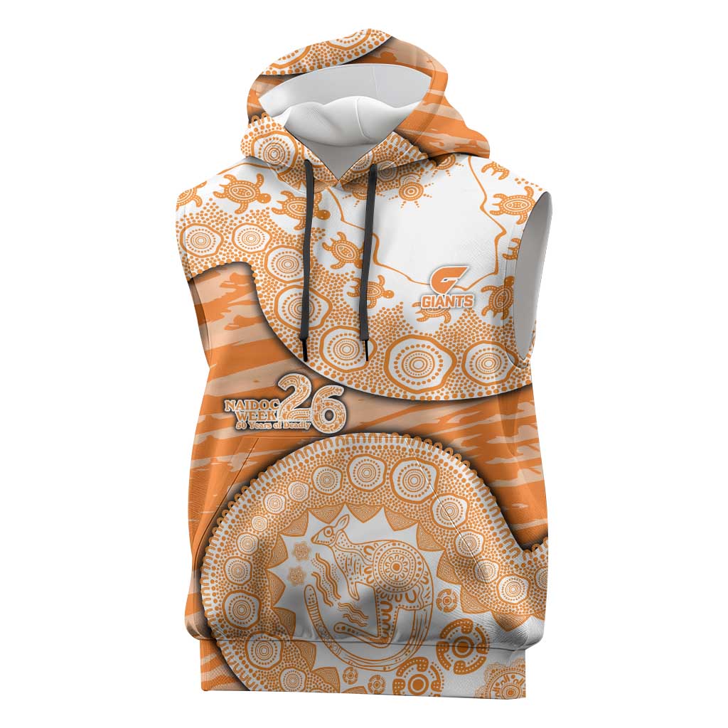 GWS Giants NAIDOC Week 2026 Sleeveless Hoodie Australian Aboriginal Dot Art Dreamtime Pattern Style