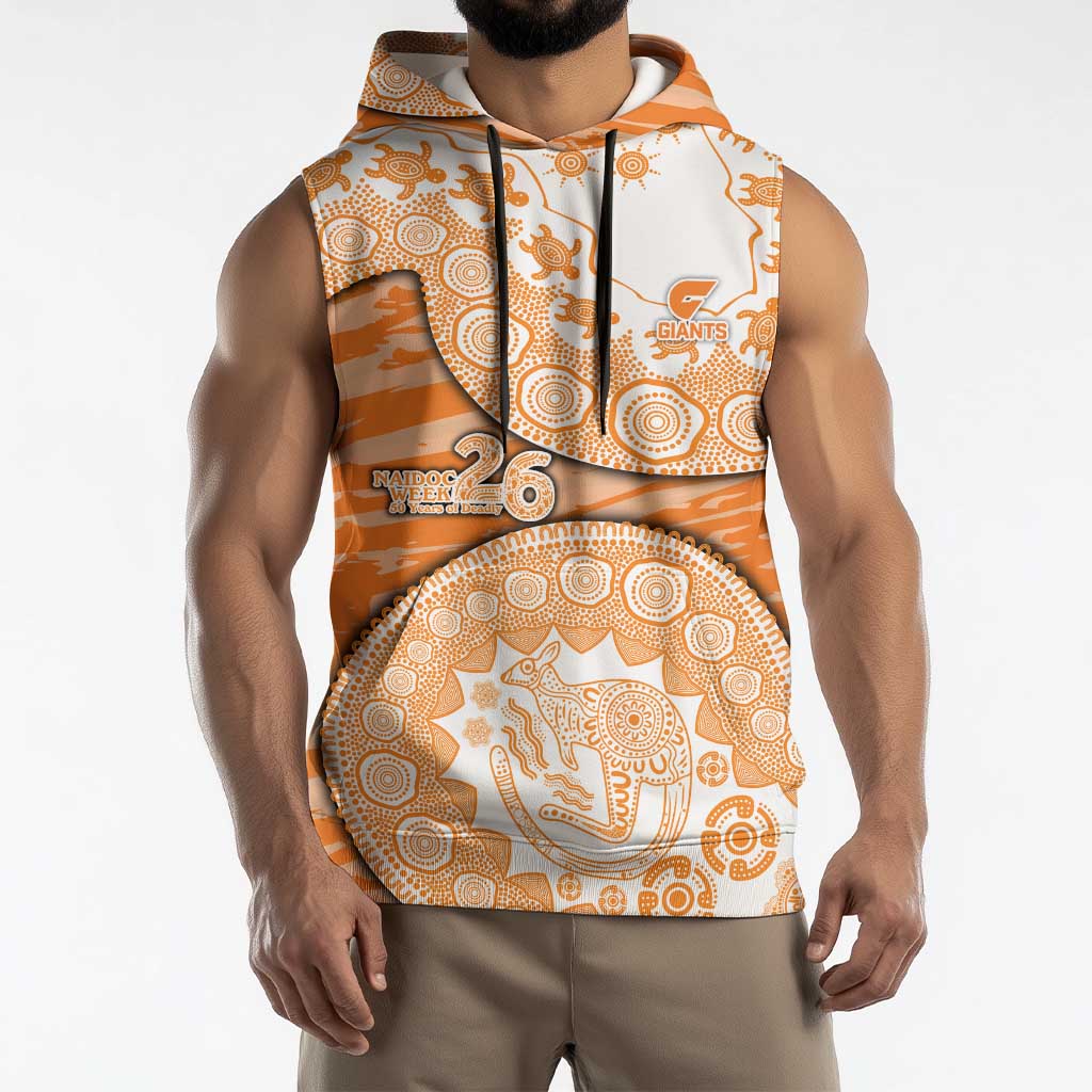 GWS Giants NAIDOC Week 2026 Sleeveless Hoodie Australian Aboriginal Dot Art Dreamtime Pattern Style
