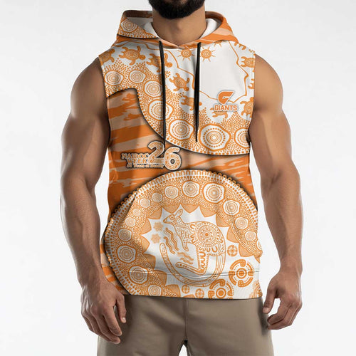 GWS Giants NAIDOC Week 2026 Sleeveless Hoodie Australian Aboriginal Dot Art Dreamtime Pattern Style
