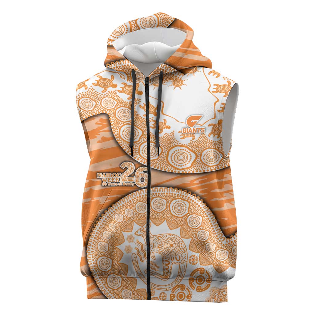 GWS Giants NAIDOC Week 2026 Sleeveless Zip Hoodie Australian Aboriginal Dot Art Dreamtime Pattern Style