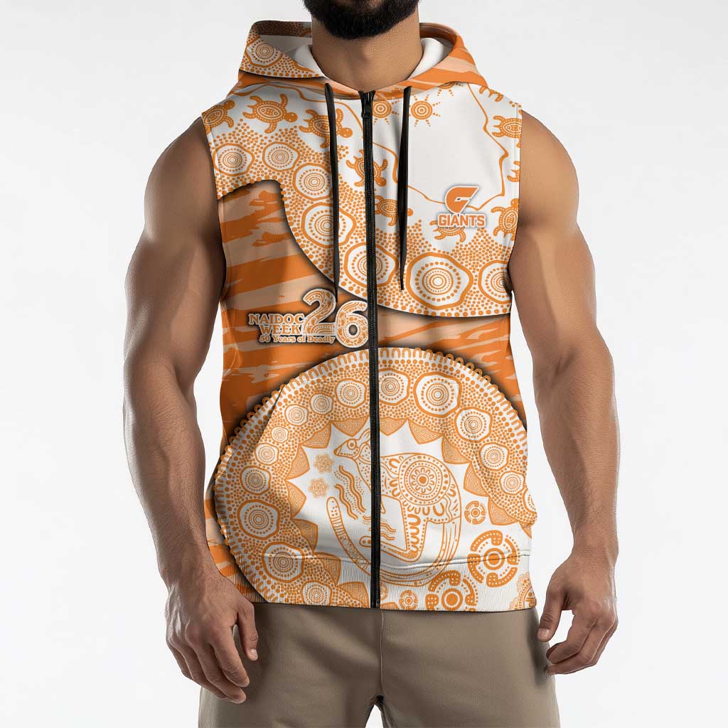 GWS Giants NAIDOC Week 2026 Sleeveless Zip Hoodie Australian Aboriginal Dot Art Dreamtime Pattern Style