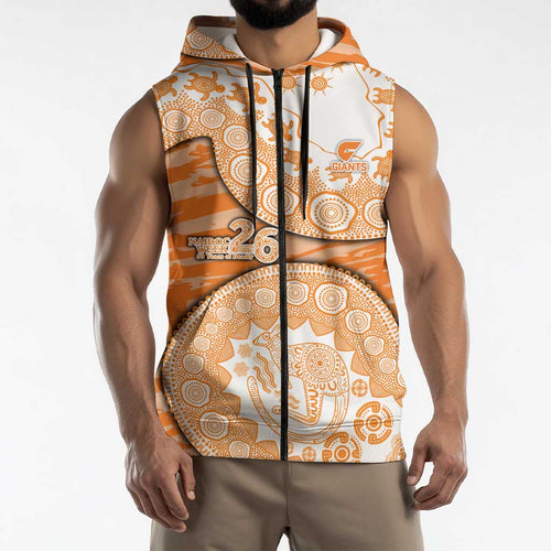 GWS Giants NAIDOC Week 2026 Sleeveless Zip Hoodie Australian Aboriginal Dot Art Dreamtime Pattern Style