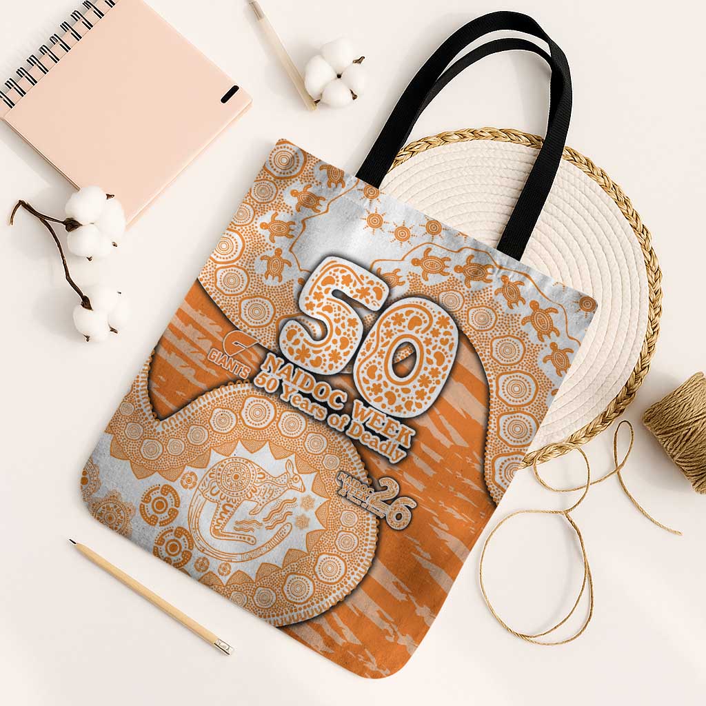 GWS Giants NAIDOC Week 2026 Tote Bag Australian Aboriginal Dot Art Dreamtime Pattern Style