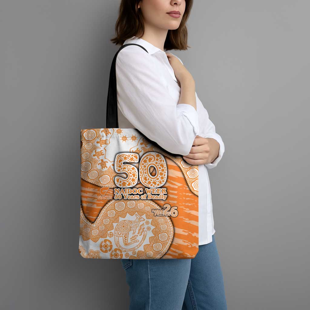 GWS Giants NAIDOC Week 2026 Tote Bag Australian Aboriginal Dot Art Dreamtime Pattern Style