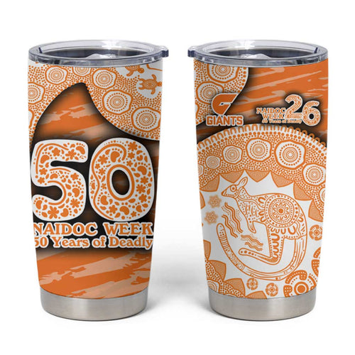 GWS Giants NAIDOC Week 2026 Tumbler Cup Australian Aboriginal Dot Art Dreamtime Pattern Style