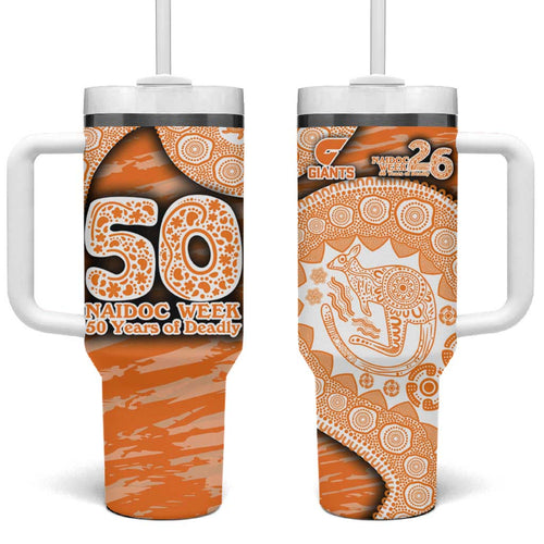 GWS Giants NAIDOC Week 2026 Tumbler With Handle Australian Aboriginal Dot Art Dreamtime Pattern Style