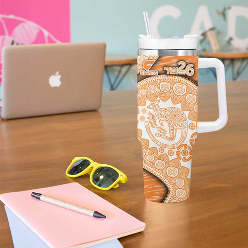 GWS Giants NAIDOC Week 2026 Tumbler With Handle Australian Aboriginal Dot Art Dreamtime Pattern Style
