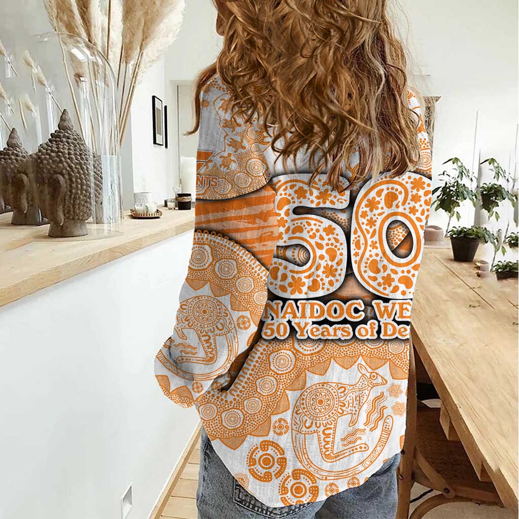 GWS Giants NAIDOC Week 2026 Women Casual Shirt Australian Aboriginal Dot Art Dreamtime Pattern Style
