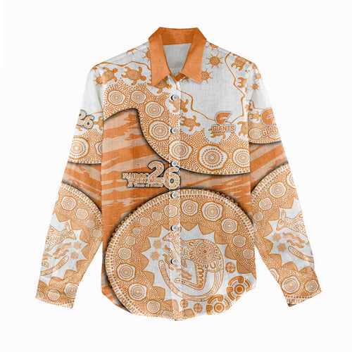GWS Giants NAIDOC Week 2026 Women Casual Shirt Australian Aboriginal Dot Art Dreamtime Pattern Style