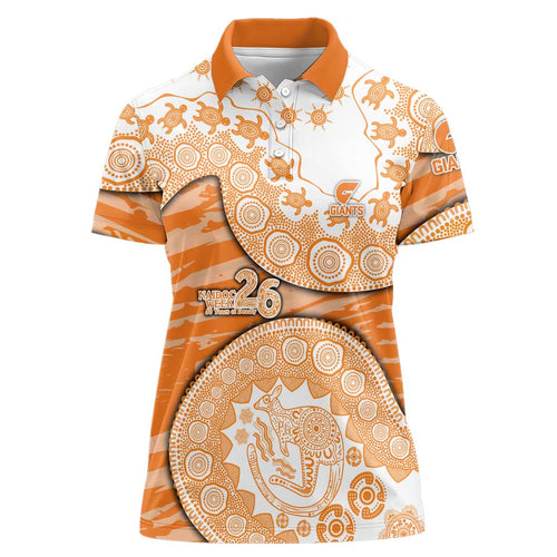 GWS Giants NAIDOC Week 2026 Women Polo Shirt Australian Aboriginal Dot Art Dreamtime Pattern Style