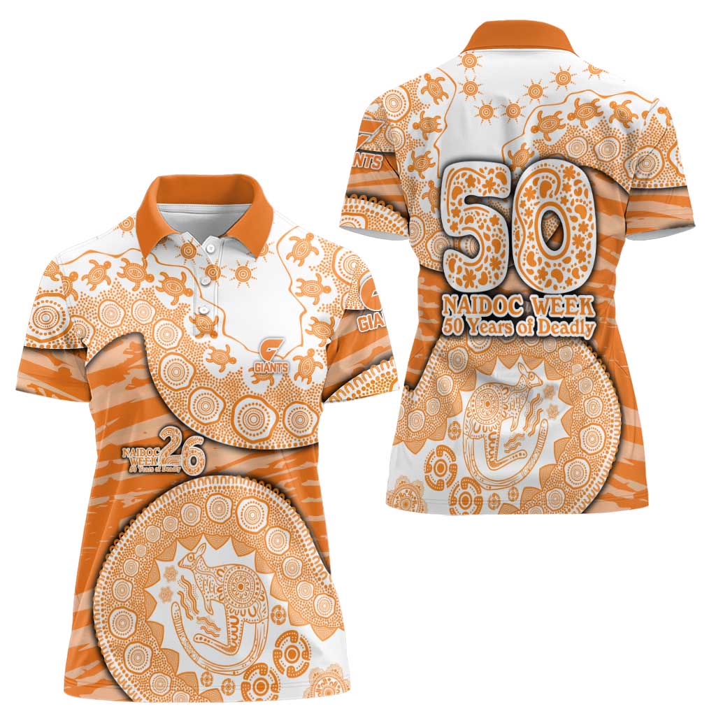 GWS Giants NAIDOC Week 2026 Women Polo Shirt Australian Aboriginal Dot Art Dreamtime Pattern Style
