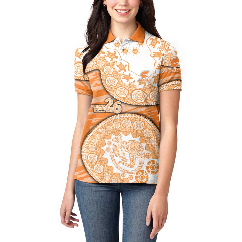 GWS Giants NAIDOC Week 2026 Women Polo Shirt Australian Aboriginal Dot Art Dreamtime Pattern Style