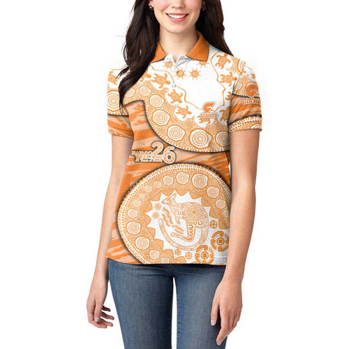 GWS Giants NAIDOC Week 2026 Women Polo Shirt Australian Aboriginal Dot Art Dreamtime Pattern Style