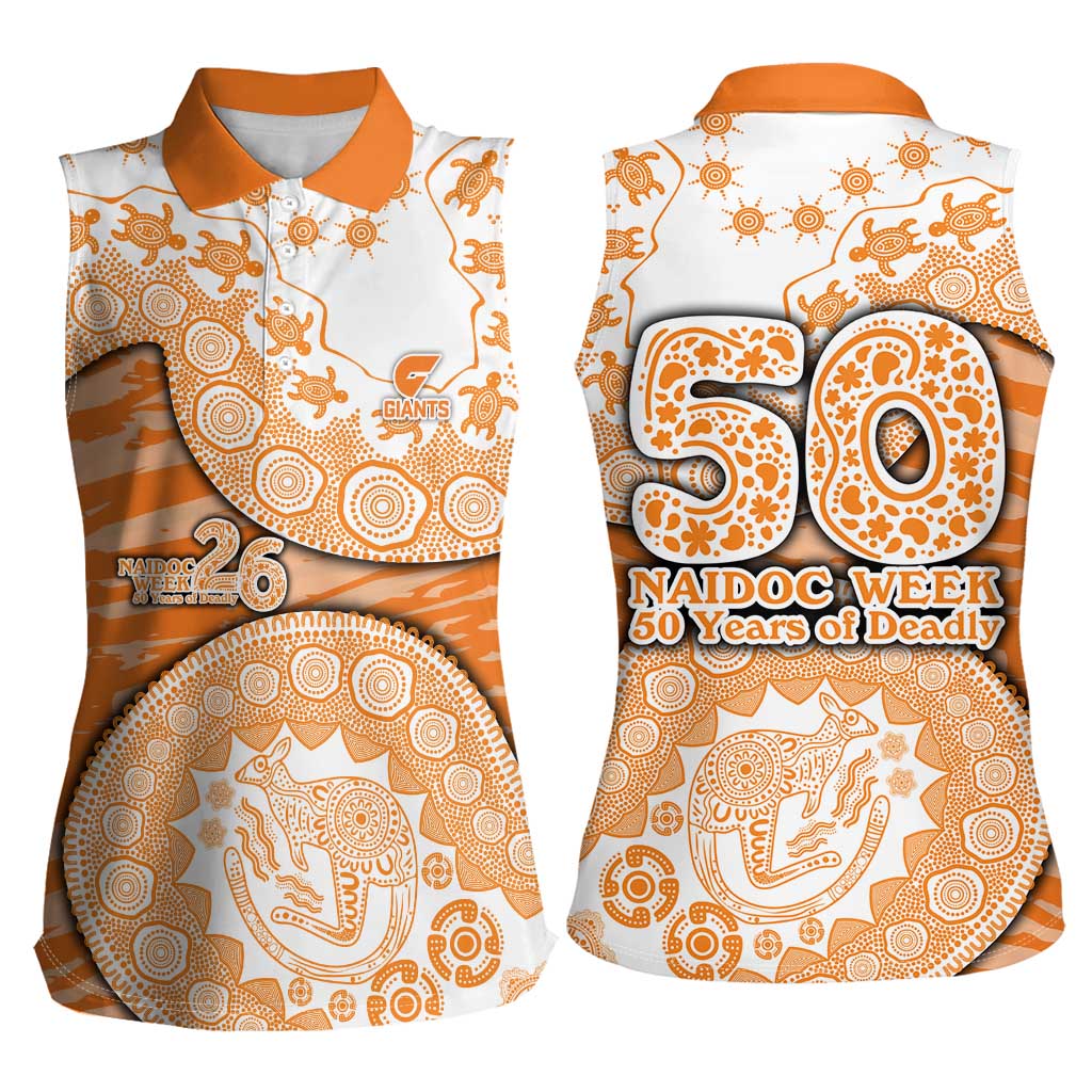 GWS Giants NAIDOC Week 2026 Women Sleeveless Polo Shirt Australian Aboriginal Dot Art Dreamtime Pattern Style