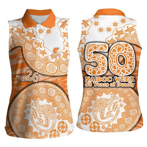 GWS Giants NAIDOC Week 2026 Women Sleeveless Polo Shirt Australian Aboriginal Dot Art Dreamtime Pattern Style