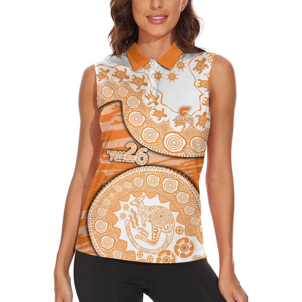 GWS Giants NAIDOC Week 2026 Women Sleeveless Polo Shirt Australian Aboriginal Dot Art Dreamtime Pattern Style