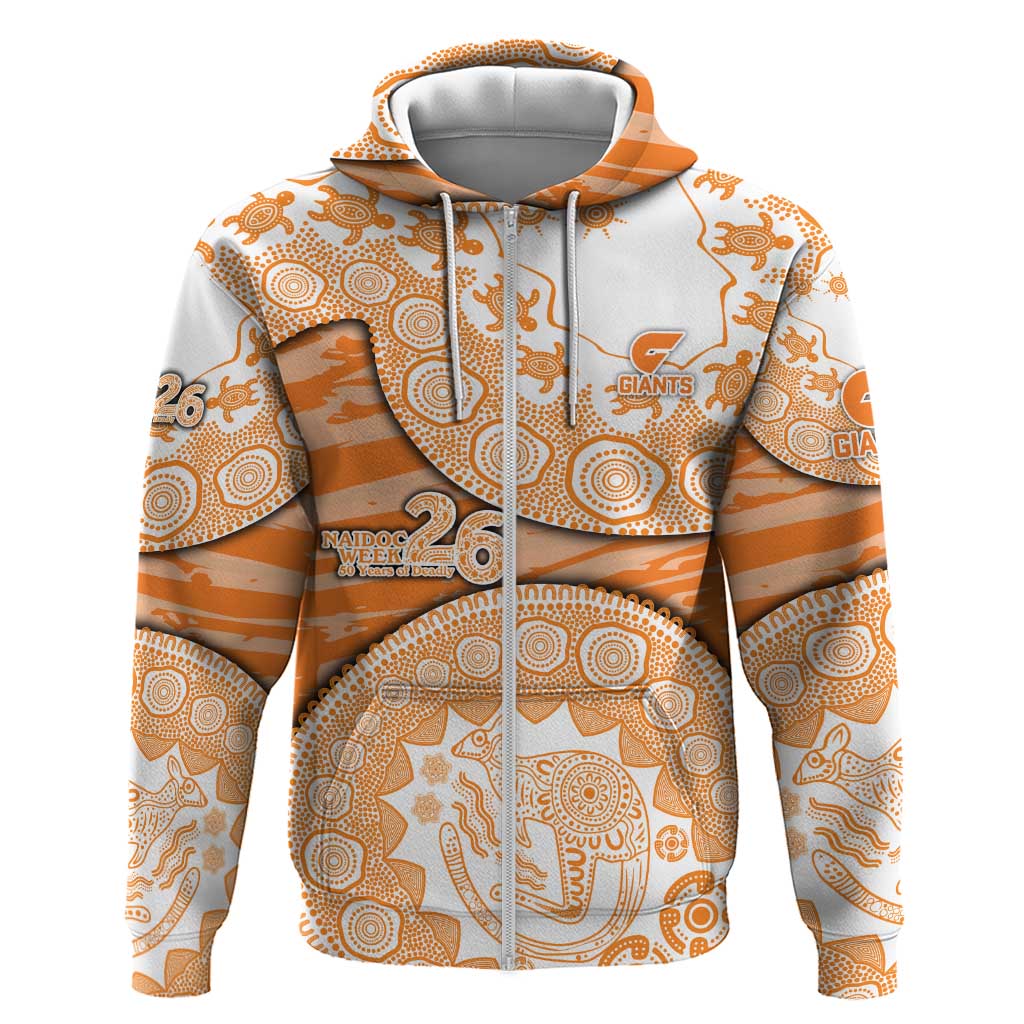 GWS Giants NAIDOC Week 2026 Zip Hoodie Australian Aboriginal Dot Art Dreamtime Pattern Style