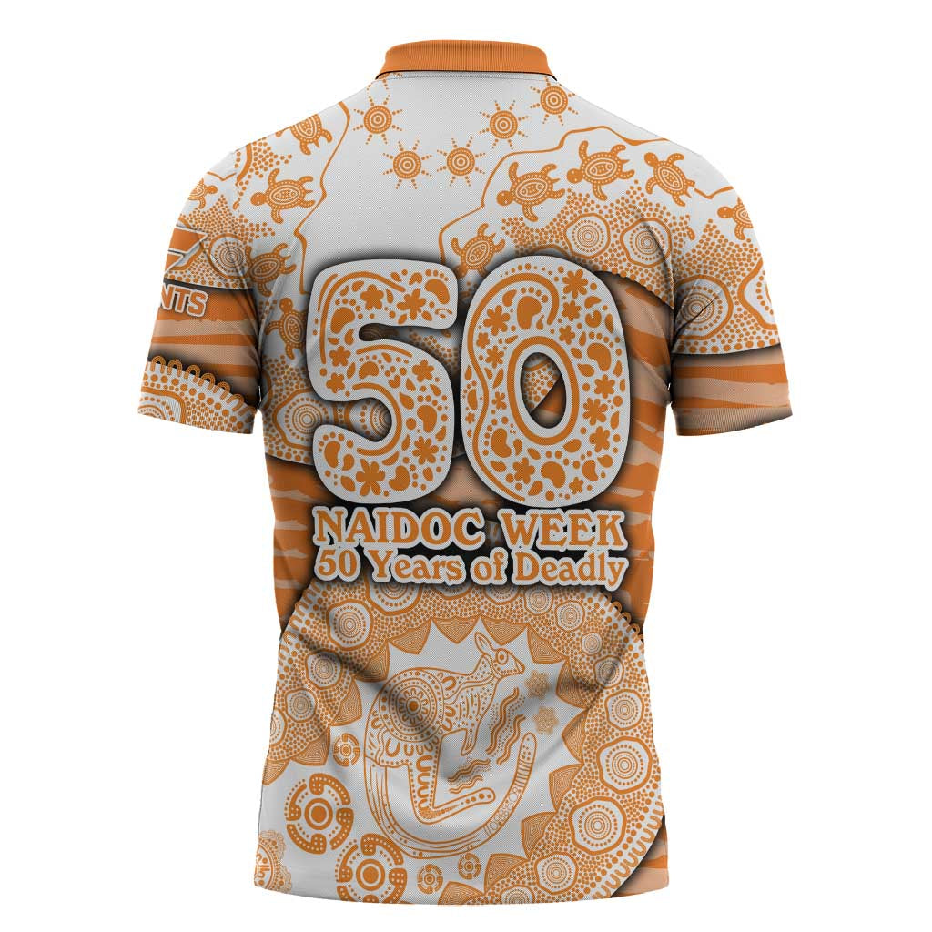 GWS Giants NAIDOC Week 2026 Zipper Polo Shirt Australian Aboriginal Dot Art Dreamtime Pattern Style