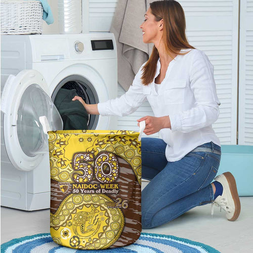 Hawthorn Hawks NAIDOC Week 2026 Laundry Basket Australian Aboriginal Dot Art Dreamtime Pattern Style