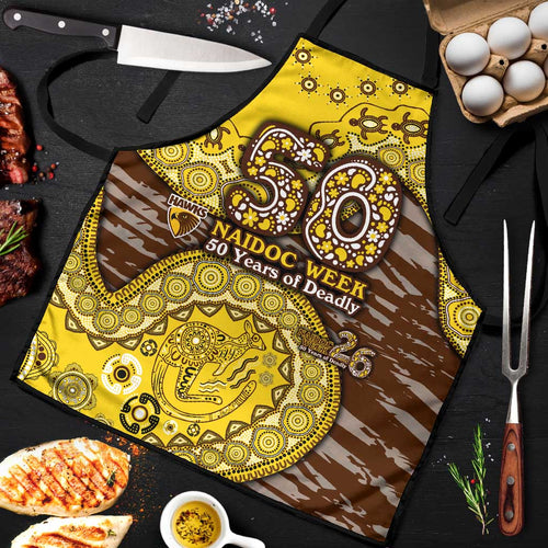 Hawthorn Hawks NAIDOC Week 2026 Apron Australian Aboriginal Dot Art Dreamtime Pattern Style