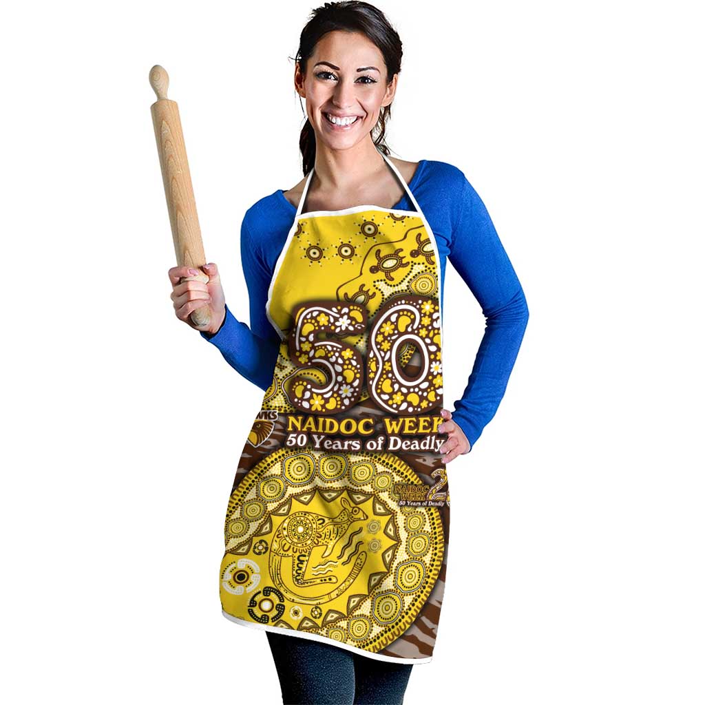 Hawthorn Hawks NAIDOC Week 2026 Apron Australian Aboriginal Dot Art Dreamtime Pattern Style
