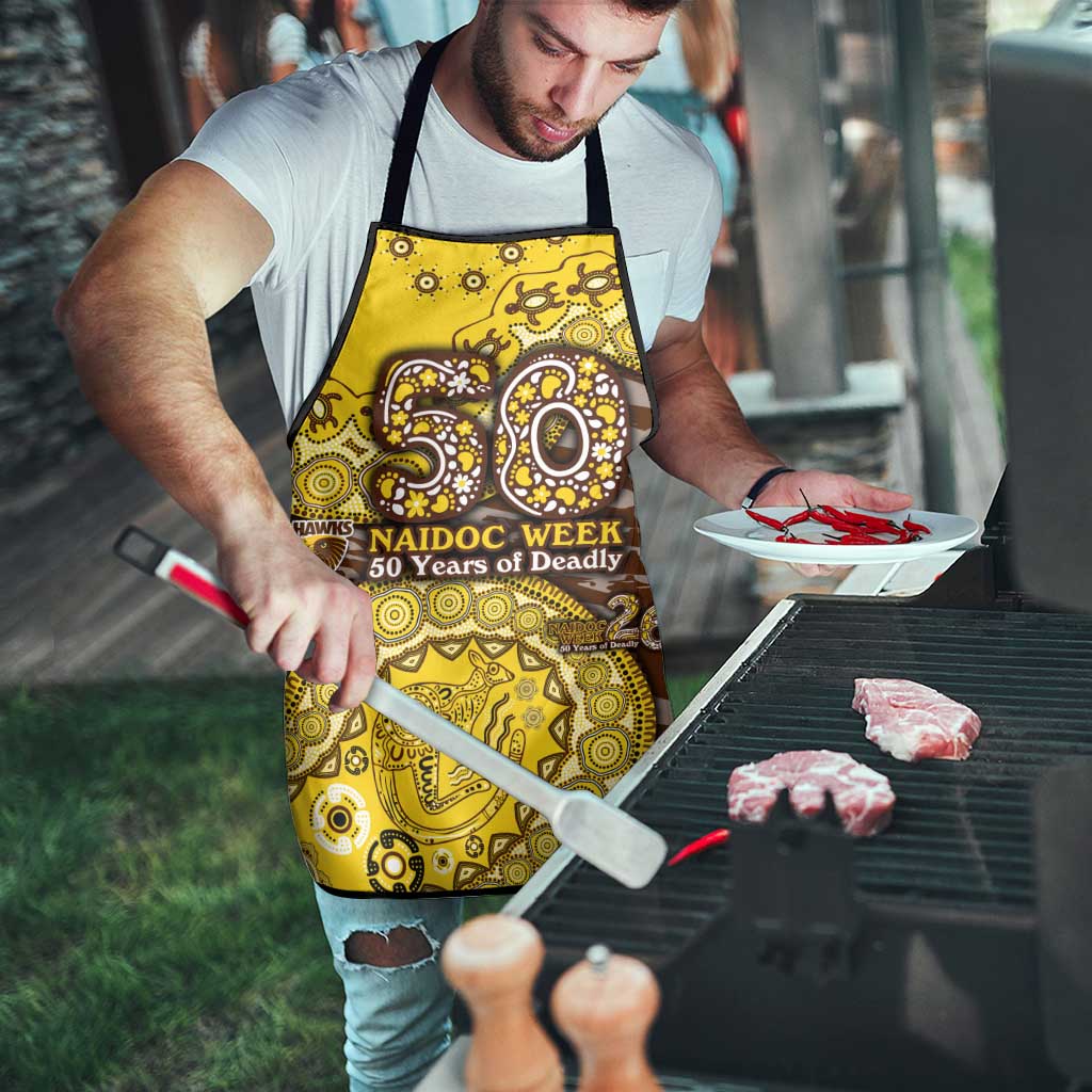 Hawthorn Hawks NAIDOC Week 2026 Apron Australian Aboriginal Dot Art Dreamtime Pattern Style