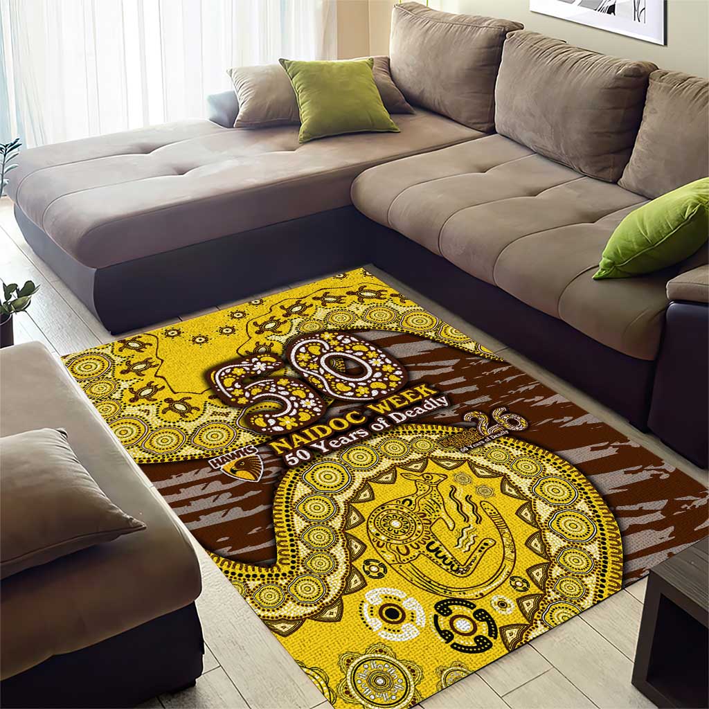 Hawthorn Hawks NAIDOC Week 2026 Area Rug Australian Aboriginal Dot Art Dreamtime Pattern Style