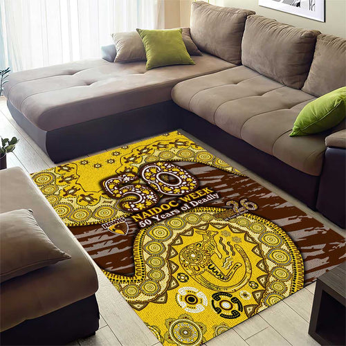 Hawthorn Hawks NAIDOC Week 2026 Area Rug Australian Aboriginal Dot Art Dreamtime Pattern Style