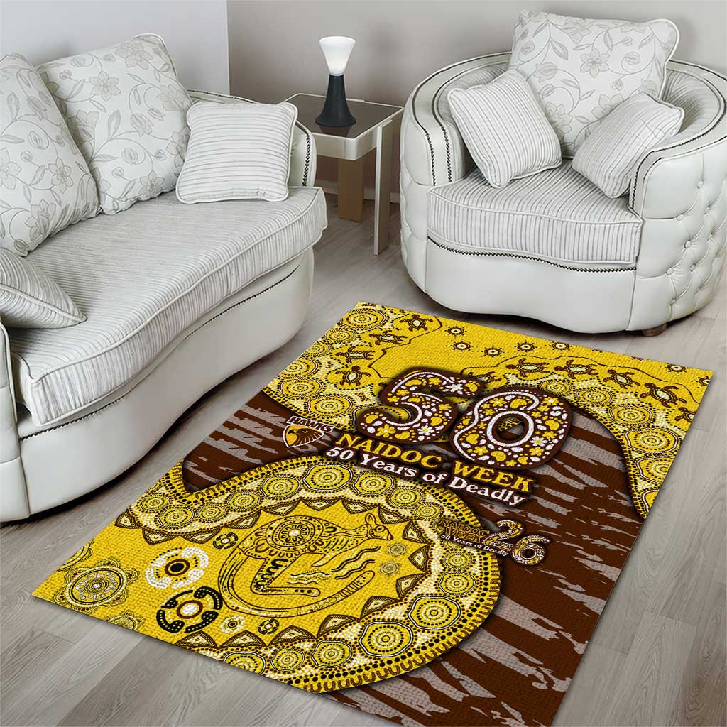 Hawthorn Hawks NAIDOC Week 2026 Area Rug Australian Aboriginal Dot Art Dreamtime Pattern Style
