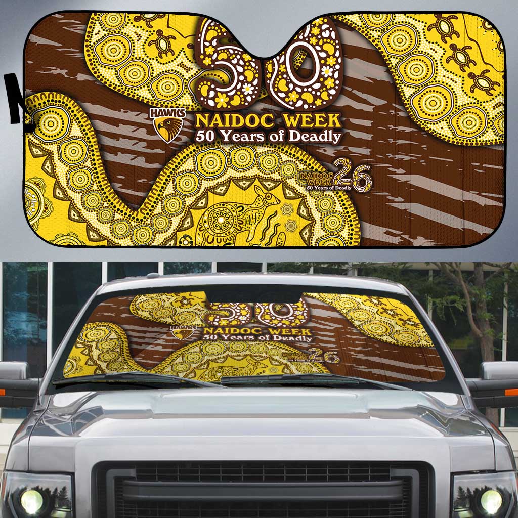 Hawthorn Hawks NAIDOC Week 2026 Auto Sun Shade Australian Aboriginal Dot Art Dreamtime Pattern Style