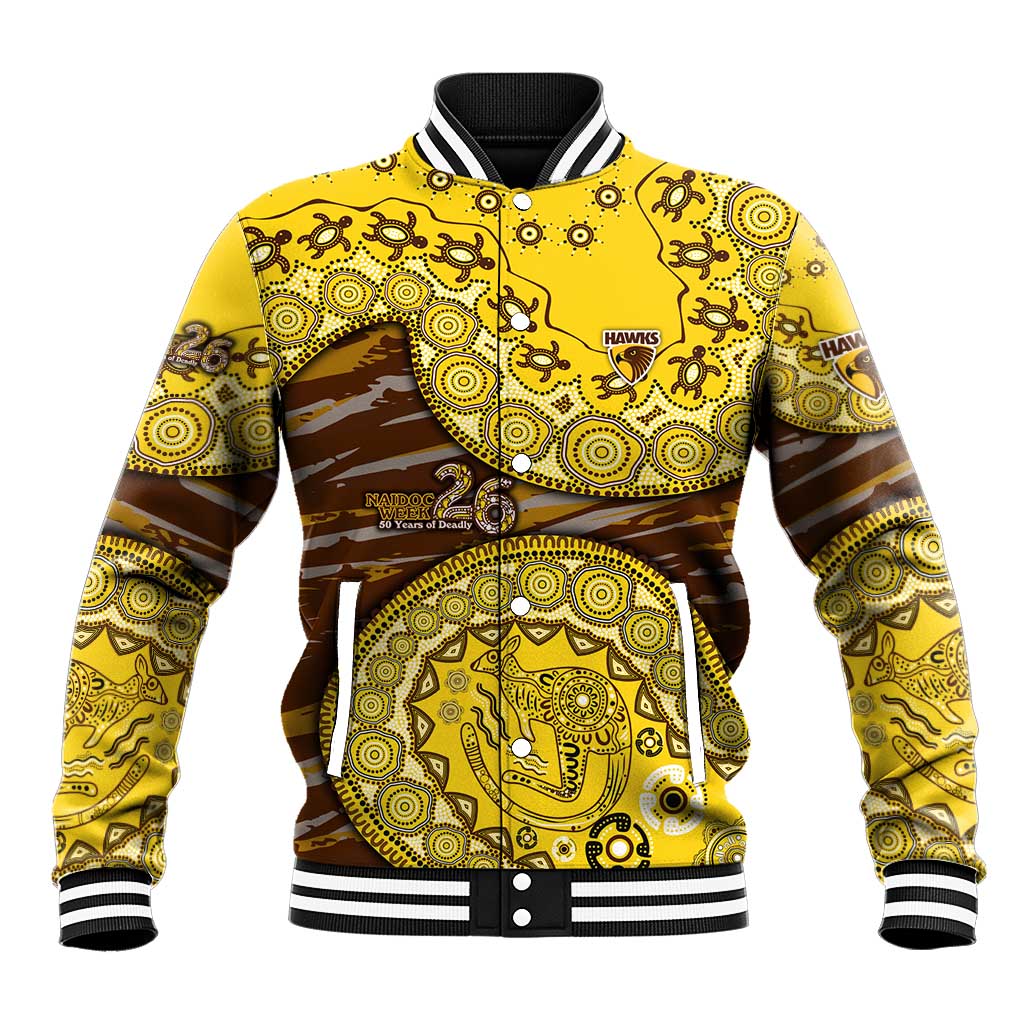 Hawthorn Hawks NAIDOC Week 2026 Baseball Jacket Australian Aboriginal Dot Art Dreamtime Pattern Style
