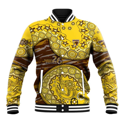 Hawthorn Hawks NAIDOC Week 2026 Baseball Jacket Australian Aboriginal Dot Art Dreamtime Pattern Style