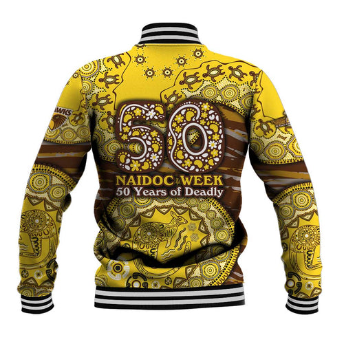 Hawthorn Hawks NAIDOC Week 2026 Baseball Jacket Australian Aboriginal Dot Art Dreamtime Pattern Style